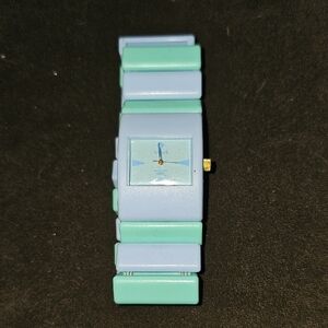Vintage Le Watch Chunky Plastic Purple Green Works One Size Women Men
